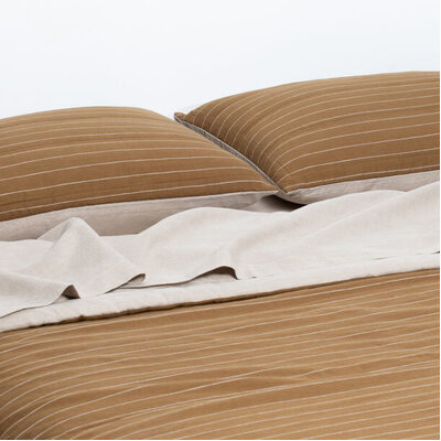 In The Sac Quilted Stripe Coverlet Set, Olive/Natural - 260 x 240cm