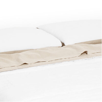 In The Sac Quilted Stripe Coverlet Set, White/Natural - 260 x 240cm