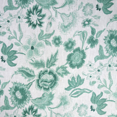 Micky's Crewel Floral 100% Linen Fabric - Forest