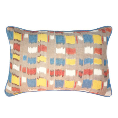 Abstract Grid Multi with Moleskin Chambray Piping Cushion Cover - Various Sizes