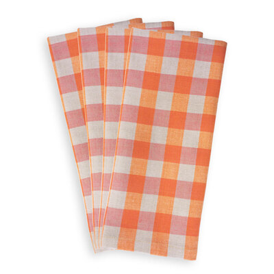 Vichy Check Napkins, Peaches n’ Cream - Set of 4