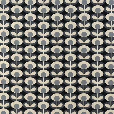 Orla Kiely Oval Flower 100% Cotton Fabric - Cool Grey