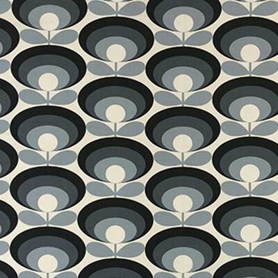 Orla Kiely Seventies Flower 100% Cotton Fabric - Cool Grey