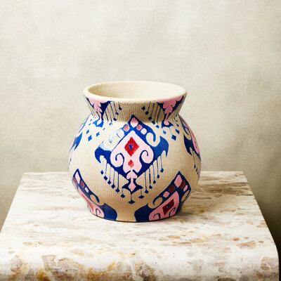 Jones & Co Noemie Pink Blue Wide Vase
