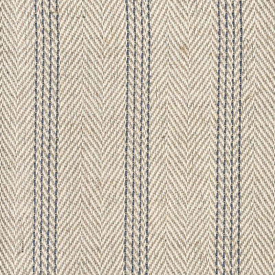 Stitched Herringbone Hand Woven Stripe Linen Cotton Fabric - Denim