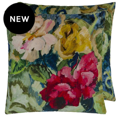 Designers Guild Tapestry Flower Vintage Green Velvet Cushion - 55cm