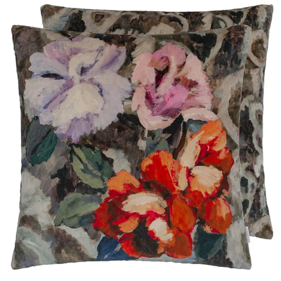 Designers Guild Tapestry Flower Damson Velvet Cushion - 55cm