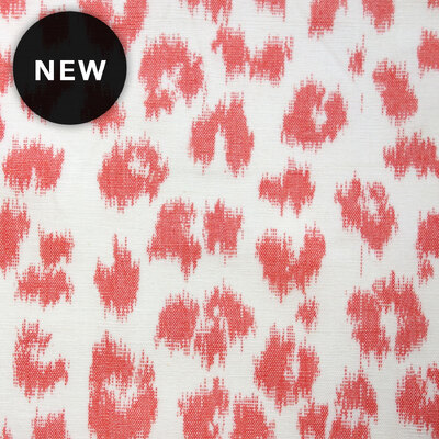 Ocelot Abstract Animal Print Cotton Fabric - Coral