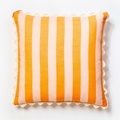 Bonnie and Neil Bold Stripe Orange Pink Cushion - 60cm