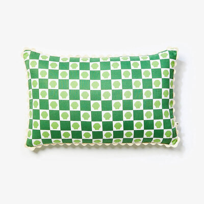 Bonnie and Neil Shell Check Green Cushion - 60cm x 40cm
