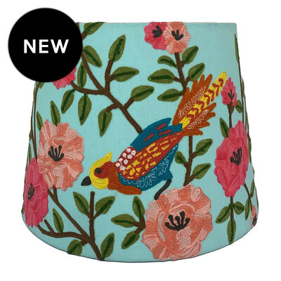Summer Birds Tapered Lampshade - Aqua - 40cm x 30cm x 30cm