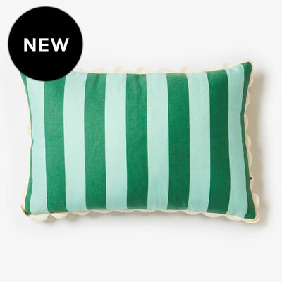 Bonnie and Neil Bold Stripe Verde Cushion - 60cm x 40cm