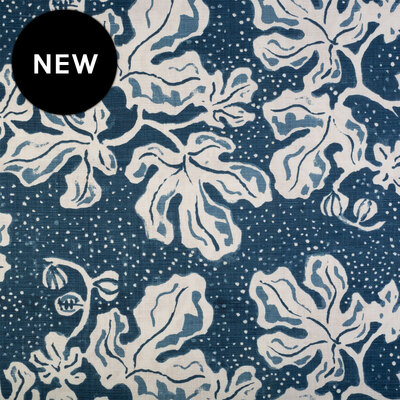 Anna Spiro Elsternwick Fig Linen Fabric - China Blue