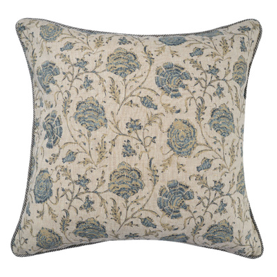 Antique Floral Indigo Cushion Cover - 55cm