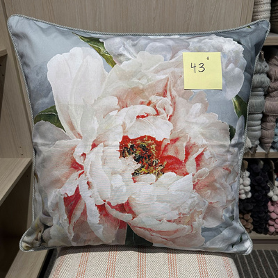 Designers Guild Peonia Grande Zinc with Ruff French Grey Piped Cushion Cover, 60cm