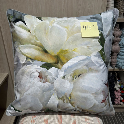 Designers Guild Peonia Grande Zinc with Ruff French Grey Piped Cushion Cover, 60cm