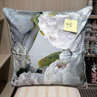 Designers Guild Peonia Grande Zinc with Ruff French Grey Piped Cushion Cover, 60cm