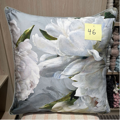 Designers Guild Peonia Grande Zinc with Ruff French Grey Piped Cushion Cover, 60cm