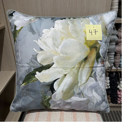 Designers Guild Peonia Grande Zinc with Ruff French Grey Piped Cushion Cover, 60cm