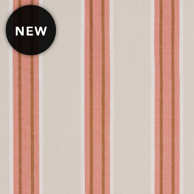 Picnic Stripe Cotton Fabric - Clay/Ginger