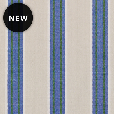 Picnic Stripe Cotton Fabric - Denim/Forest