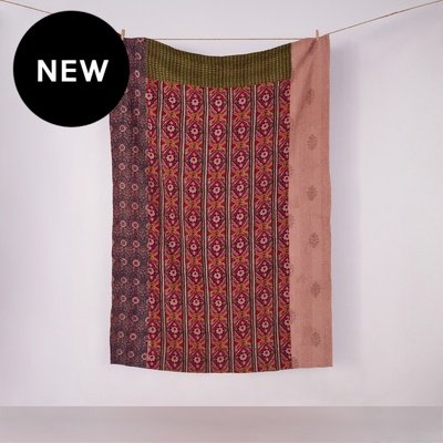 Patchwork Throw, Cerise - 150cm x 220cm