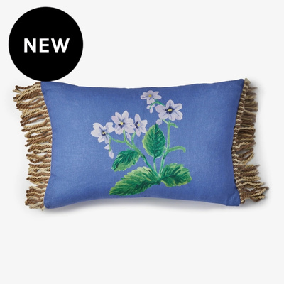 Bonnie and Neil Cottage Garden Blue Linen Cushion - 60cm x 40cm