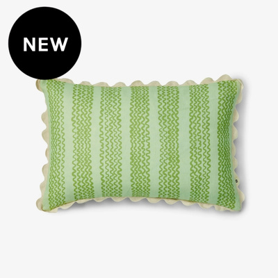Bonnie and Neil Mini Waves Mint Linen Cushion - 60cm x 40cm