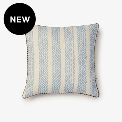 Bonnie and Neil Mini Waves Soft Blue Linen Cushion - 50cm