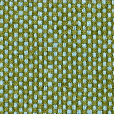 Hopsack Nylon Backed Basket Weave Cotton Fabric - Forest/Aqua