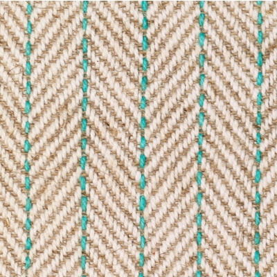 Twill Stripe Nylon Backed Herringbone Stripe Cotton Linen Fabric - Aqua