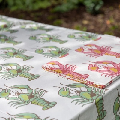Big Lobster Cotton Tablecloth - 8 Seater - Reef