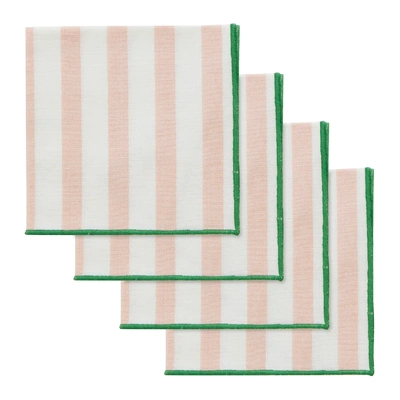 Luna Cotton Napkins - Set of 4 - Pink/Emerald