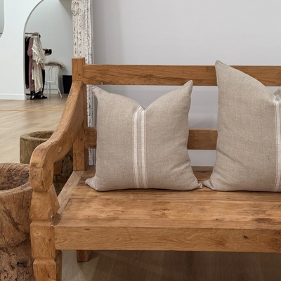 Puro Lino Cushion Cover with White Stripes - 50cm
