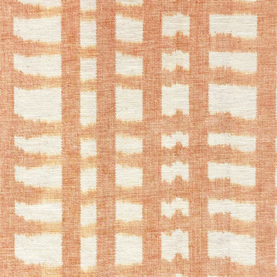 Fishnet Double Ikat Woven Cotton Fabric - Cumquat