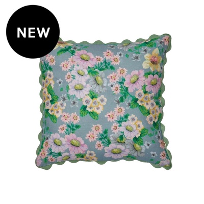 Bonnie and Neil Buttercup Blue Linen Cushion - 50cm