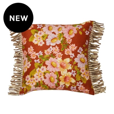 Bonnie and Neil Buttercup Rust Linen Cushion - 50cm