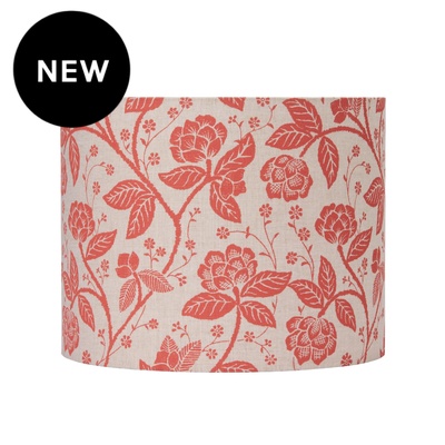 Verandah Floral Coral Drum Lampshade - 38cm x 38cm x 30cm