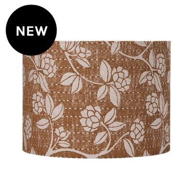 Pressed Floral Ginger Drum Lampshade - 41cm x 41cm x 30cm