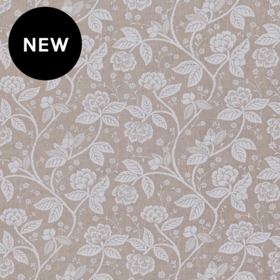 Verandah Floral 100% Linen Fabric - Chalk