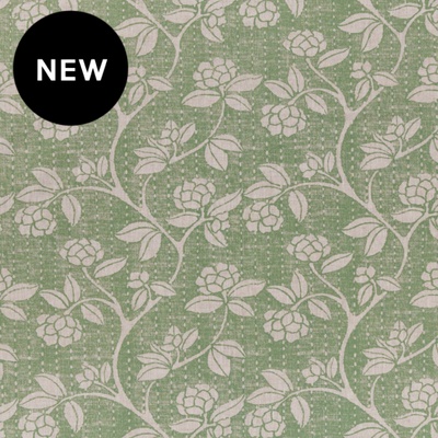 Pressed Floral 100% Linen Fabric - Mint