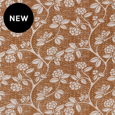 Pressed Floral 100% Linen Fabric - Ginger