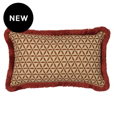 Tin Petal Ginger with Ruche Rust Fringe Cushion Cover - 30cm x 50cm