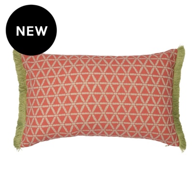 Parlour Ceiling Coral with Ruche Fern Fringe Cushion Cover - 40cm x 60cm