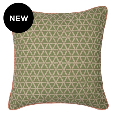 Parlour Ceiling Mint with Rock Candy Cumquat Piping Cushion Cover - 55cm x 55cm
