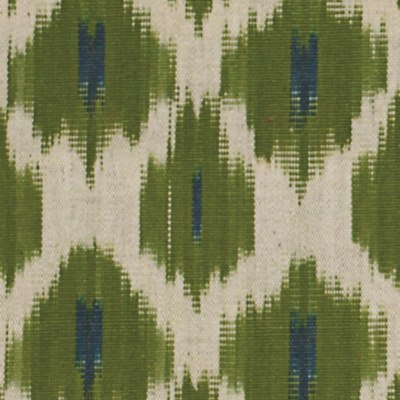 Flowers on Water Hand Woven Cotton Ikat Fabric - Parrot