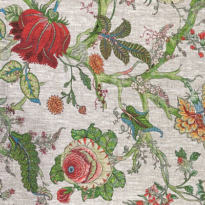 Gypsy Floral Printed Linen Fabric - Jade