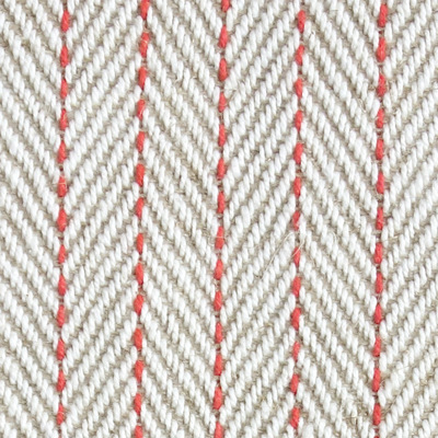 Twill Stripe Hand Woven Herringbone Stripe Cotton Linen Fabric - Coral