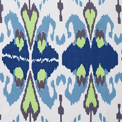 Cashew Nut Love Outdoor Printed Ikat Fabric - Blue