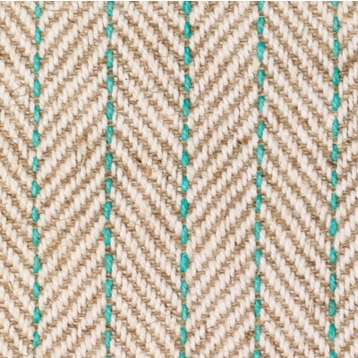 Twill Stripe Hand Woven Herringbone Stripe Cotton Linen Fabric - Aqua
